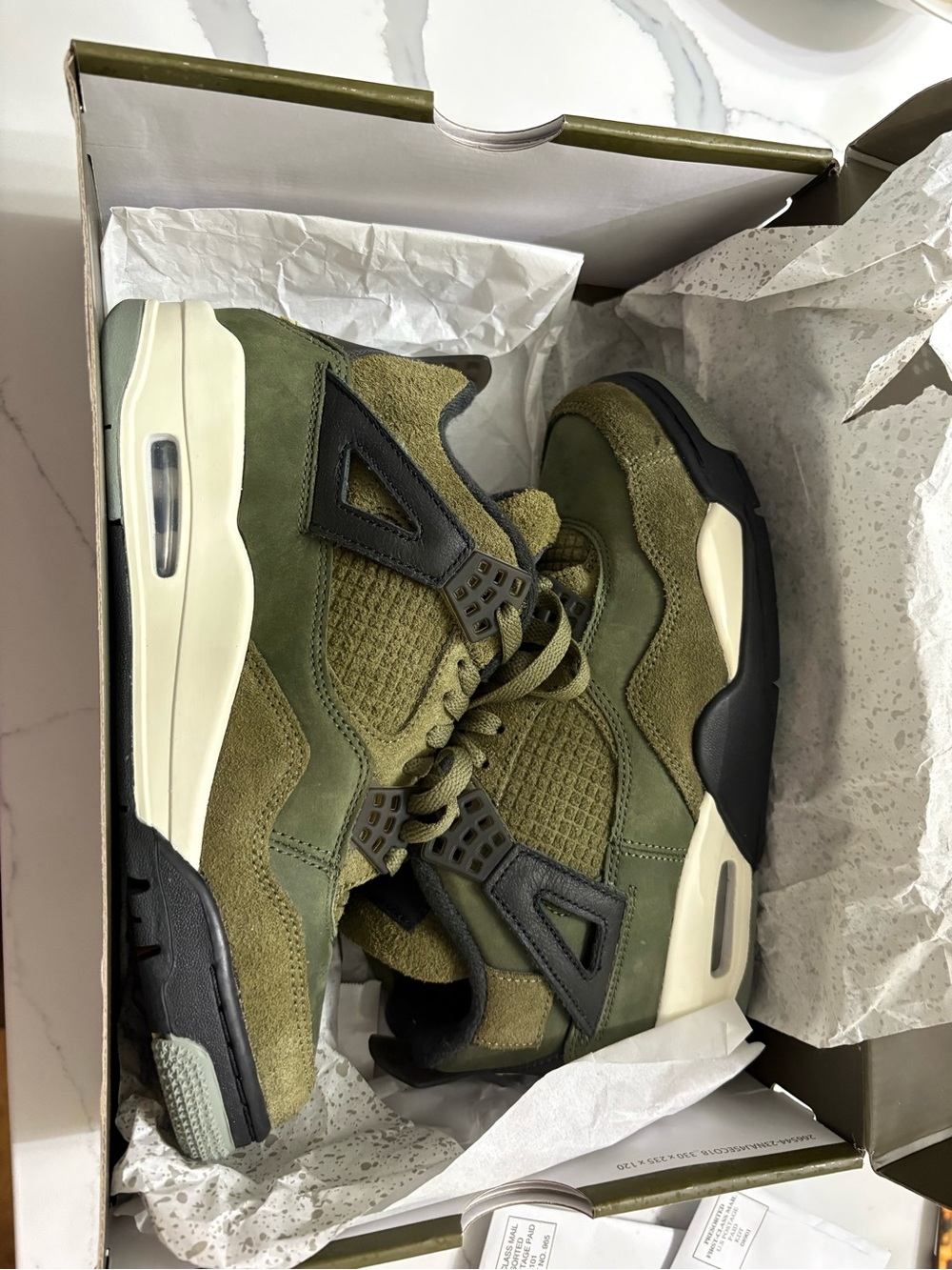 Jordan Olive Green Suede & Mesh Retro Sneakers